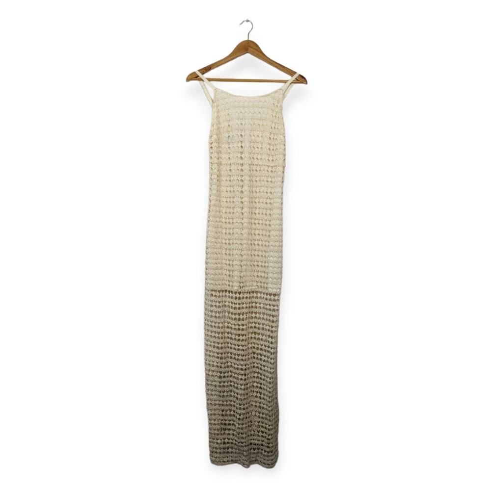 Fate Cream Crochet Floor Length Maxi Dress